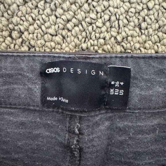 Asos Design Faux Leather Croc Straight Leg Pants US Womens 4 - Picture 4 of 6